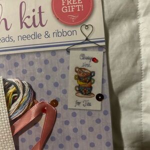 Cross Stitch Kit with Threads and Ribbon